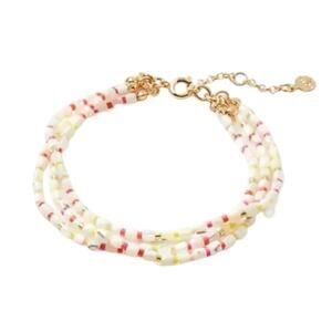 NWT LOFT Pearlized Multi-Strand Ivory, Pink & Yellow Beaded Bracelet